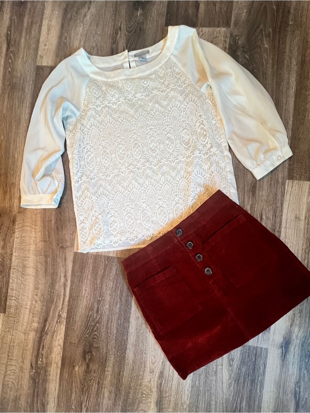 H&M White Lace Sleeve Blouse